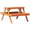 Table de pique-nique cire marron 105x134x75 cm bois massif pin 