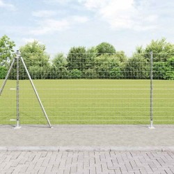 Clôture Euro avec 7 poteaux à flans 1,2 x 10 m en acier galvanisé 
