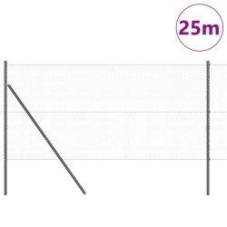 Ensemble de clôture Lot de 2 Gris Métal, Plastique 25 x 1 m 
