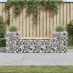 Banc de jardin design gabion 183x41x60,5 cm bois massif de pin 