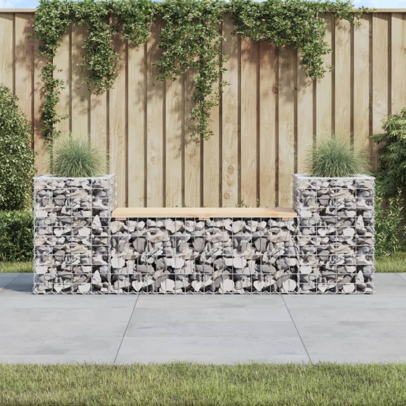 Banc de jardin design gabion 183x41x60,5 cm bois massif de pin 