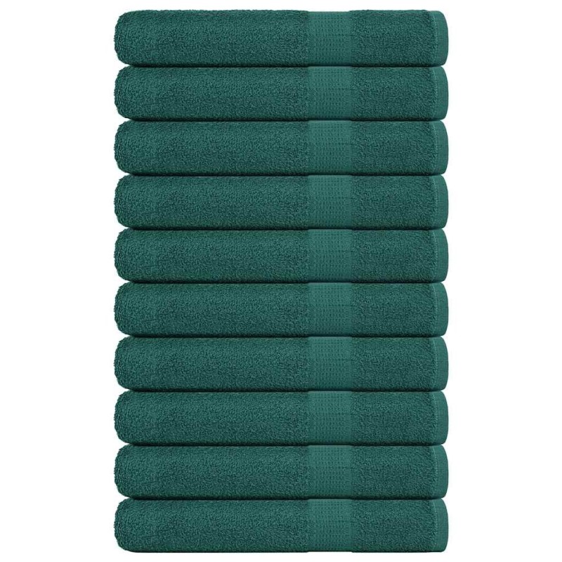 Serviettes 10 pcs vert 100x200 cm 360 g/m² 100% coton 