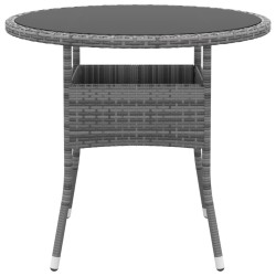 Table de jardin Ø80x75 cm Verre trempé/résine tressée Gris 