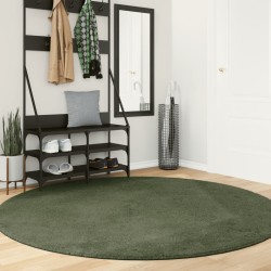 Tapis HUARTE à poils courts doux et lavable vert forêt Ø 200 cm 