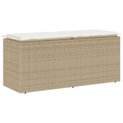 Banc de jardin avec coussin beige 110x40x44 cm résine tressée 