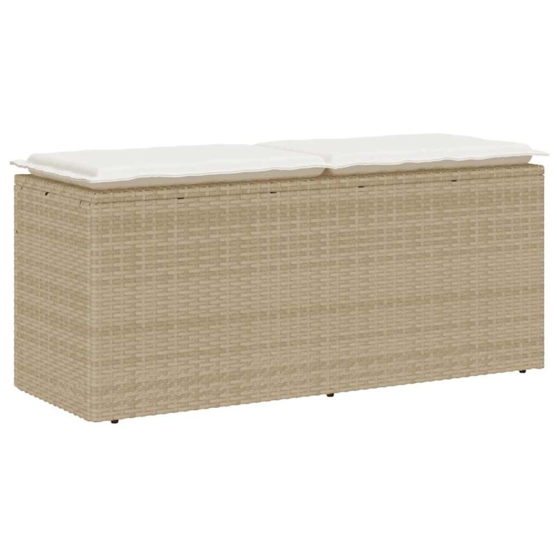 Banc de jardin avec coussin beige 110x40x44 cm résine tressée 