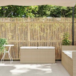 Banc de jardin avec coussin beige 110x40x44 cm résine tressée 
