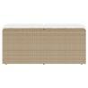 Banc de jardin avec coussin beige 110x40x44 cm résine tressée 