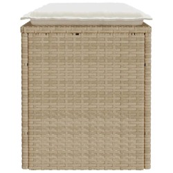 Banc de jardin avec coussin beige 110x40x44 cm résine tressée 