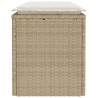 Banc de jardin avec coussin beige 110x40x44 cm résine tressée 