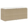 Banc de jardin avec coussin beige 110x40x44 cm résine tressée 