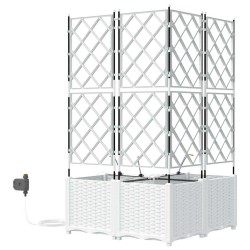 Jardinières de jardin 1 pc Blanc 80 x 80 x 142 cm Plastique 
