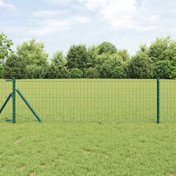 Clôture Euro avec 13 poteaux 0,6 x 25m en acier galvanisé vert 