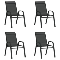 Chaises empilables de jardin lot de 4 Noir Tissu textilène 