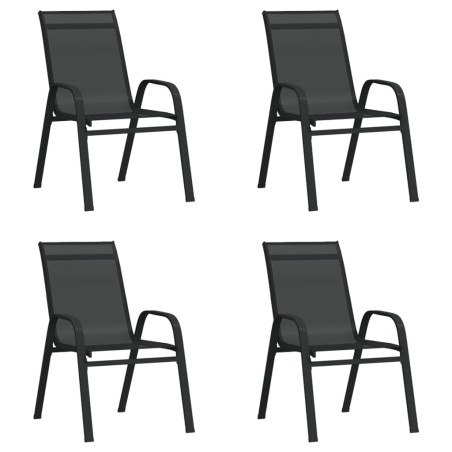 Chaises empilables de jardin lot de 4 Noir Tissu textilène 