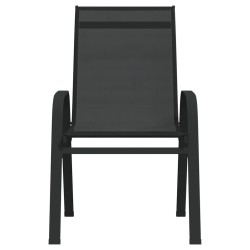 Chaises empilables de jardin lot de 4 Noir Tissu textilène 