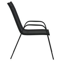 Chaises empilables de jardin lot de 4 Noir Tissu textilène 