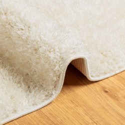 Tapis ISTAN à poils longs aspect brillant crème 200x280 cm 