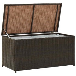 Boîte de rangement de jardin résine tressée 100x50x50 cm marron 