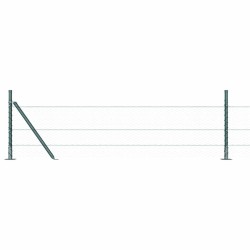 Clôture en Fil Hexagonal avec 7 Poteaux Flanchés 0.5x25 m Acier Vert 