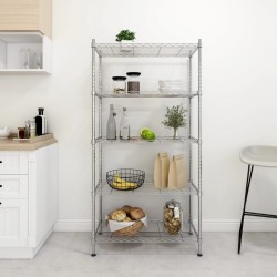 Étagère de rangement 5 niveaux 90x35x180 cm Chrome 250 kg 