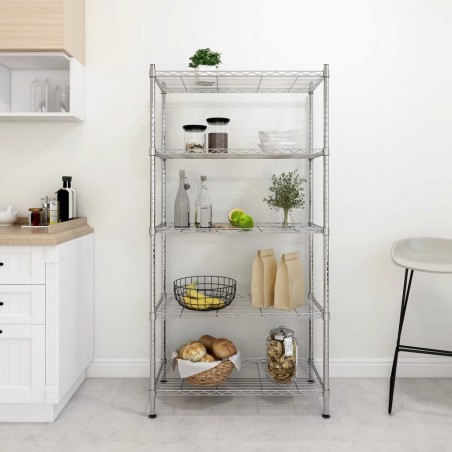 Étagère de rangement 5 niveaux 90x35x180 cm Chrome 250 kg 