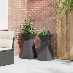 Pots de jardin , 2 pièces avec bol noir, dimensions 35x35x73 cm, en acier. 