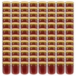 Pots à confiture avec couvercle doré 96 pcs Verre 230 ml 