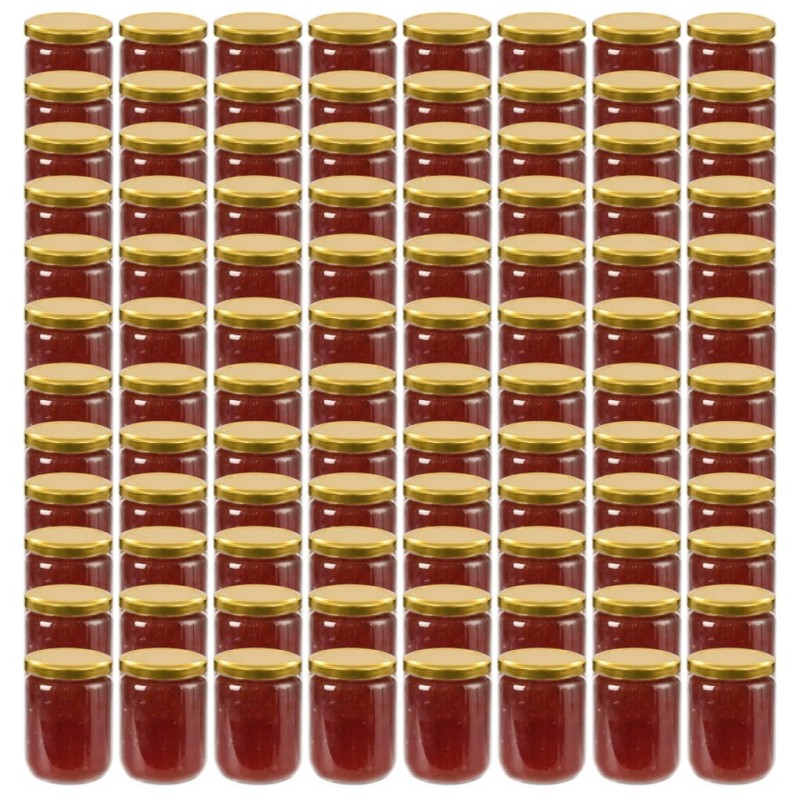 Pots à confiture avec couvercle doré 96 pcs Verre 230 ml Pots à confiture avec couvercle doré 96 pcs Verre 230 ml