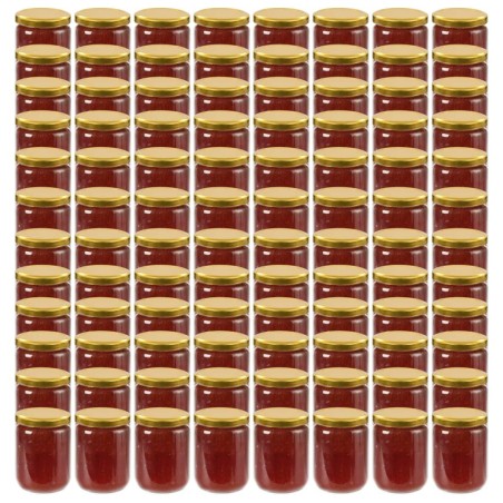 Pots à confiture avec couvercle doré 96 pcs Verre 230 ml 