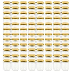Pots à confiture avec couvercle doré 96 pcs Verre 230 ml 
