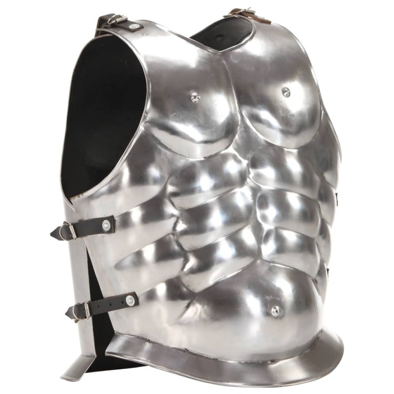 Cuirasse d'armure corporelle de soldat romain GN Argenté Acier 