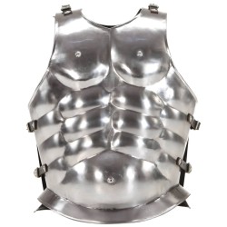 Cuirasse d'armure corporelle de soldat romain GN Argenté Acier 