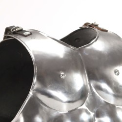 Cuirasse d'armure corporelle de soldat romain GN Argenté Acier 