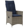 Chaise de jardin inclinable avec coussins en résine tressée grise 