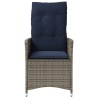 Chaise de jardin inclinable avec coussins en résine tressée grise 