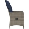 Chaise de jardin inclinable avec coussins en résine tressée grise 