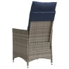 Chaise de jardin inclinable avec coussins en résine tressée grise 