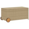 Boîte de rangement de jardin et roues mélange beige 190L rotin 