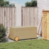 Boîte de rangement de jardin et roues mélange beige 190L rotin 