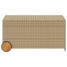 Boîte de rangement de jardin et roues mélange beige 190L rotin 