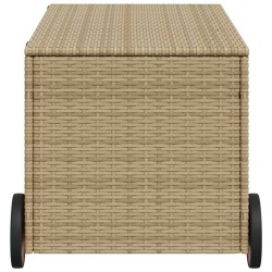 Boîte de rangement de jardin et roues mélange beige 190L rotin 