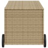 Boîte de rangement de jardin et roues mélange beige 190L rotin 