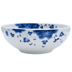 Vasque à poser blanc et bleu rond Φ41x14 cm céramique 