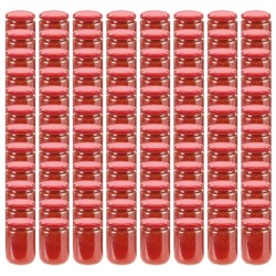 Pots à confiture avec couvercle rouge 96 pcs Verre 230 ml 
