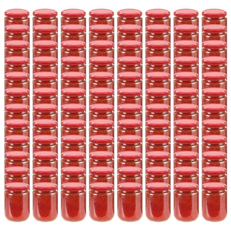 Pots à confiture avec couvercle rouge 96 pcs Verre 230 ml Pots à confiture avec couvercle rouge 96 pcs Verre 230 ml
