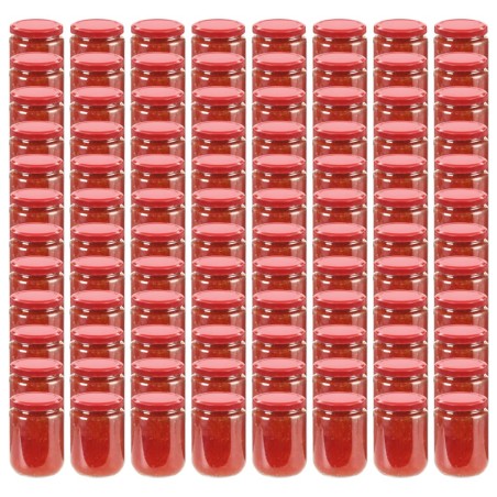 Pots à confiture avec couvercle rouge 96 pcs Verre 230 ml 