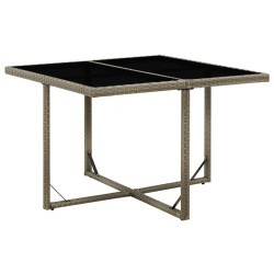 Table de jardin Gris 109x107x74 cm Résine tressée et verre 