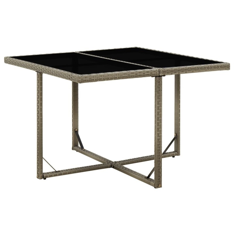 Table de jardin Gris 109x107x74 cm Résine tressée et verre Table de jardin Gris 109x107x74 cm Résine tressée et verre