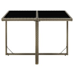 Table de jardin Gris 109x107x74 cm Résine tressée et verre 